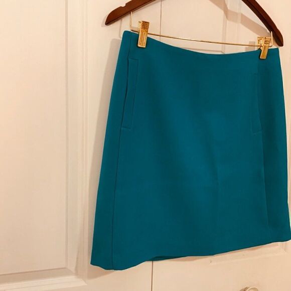 Banana Republic Emerald Blue A Line Welt Pockets Mini Skirt Size 6 - Picture 5 of 12